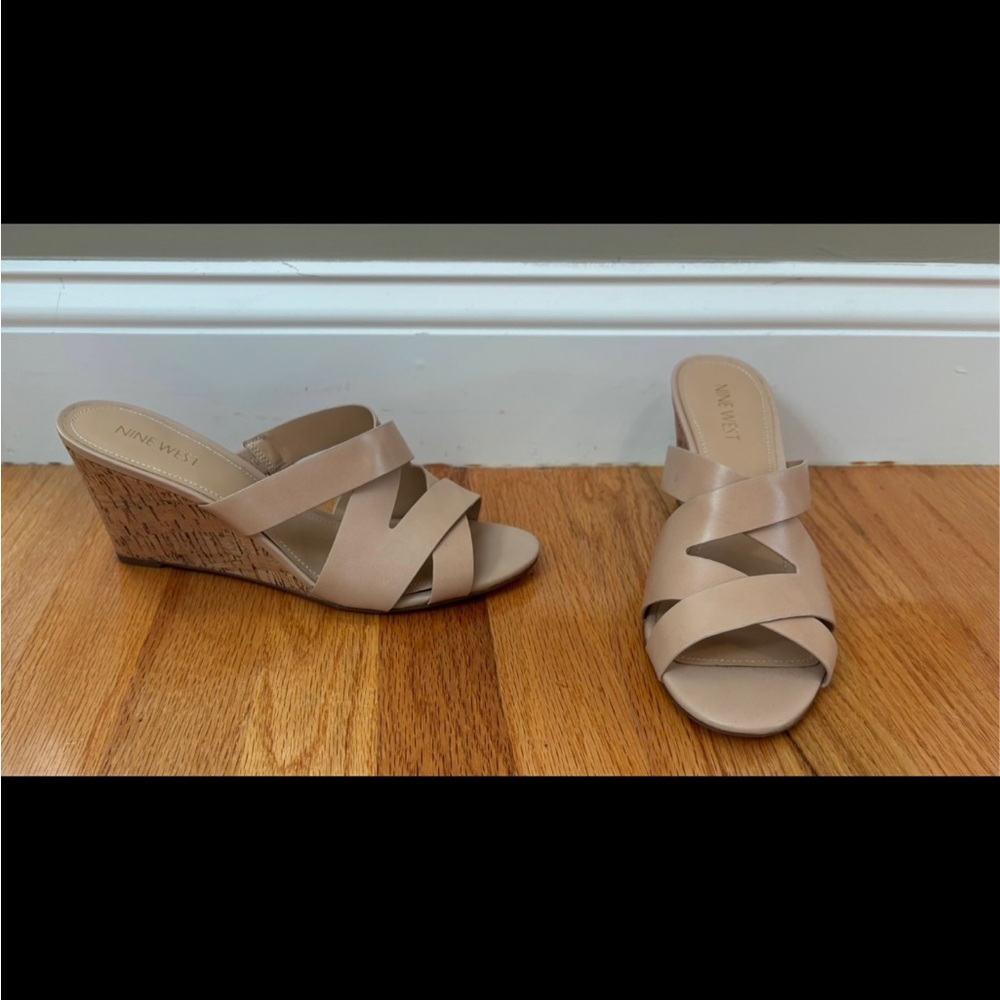 Nine West Tan Wedge Sandals